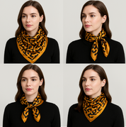 Anyyou Fashion Premium Satin Square Scarf – Gold Black Silk-Feel Neckwrap for Women