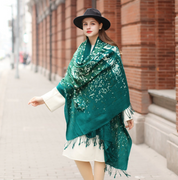 Anyyou 100% Pure Merino Wool Green Poncho Winter Large Scarf Pashmina Shawl Bandana Neck Wrap For Women