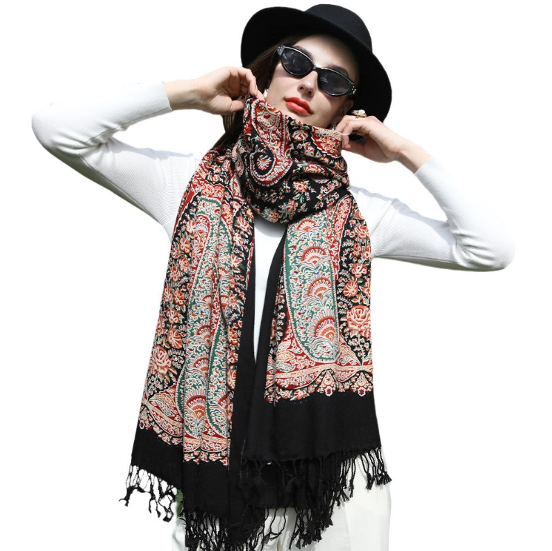 Anyyou 100% Pure Merino Wool Pink Poncho Winter Large Scarf Pashmina Shawl Bandana Neck Wrap For Women