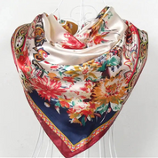 Anyyou Fashion Premium Satin Square Scarf – Red Beige Silk-Feel Neckwrap for Women