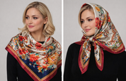 Anyyou Fashion Premium Satin Square Scarf – Red Beige Silk-Feel Neckwrap for Women
