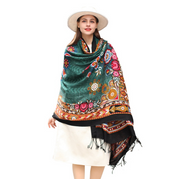 Anyyou 100% Pure Merino Wool Multicolor Poncho Winter Large Scarf Pashmina Shawl Bandana Neck Wrap For Women