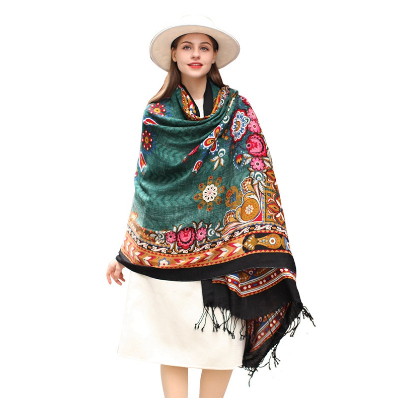 Anyyou 100% Pure Merino Wool Multicolor Poncho Winter Large Scarf Pashmina Shawl Bandana Neck Wrap For Women