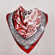 Anyyou Fashion Premium Satin Square Scarf – Wine Red Silk-Feel Neckwrap for Women