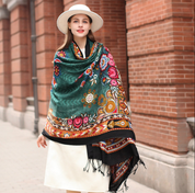 Anyyou 100% Pure Merino Wool Multicolor Poncho Winter Large Scarf Pashmina Shawl Bandana Neck Wrap For Women