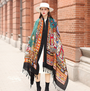 Anyyou 100% Pure Merino Wool Multicolor Poncho Winter Large Scarf Pashmina Shawl Bandana Neck Wrap For Women