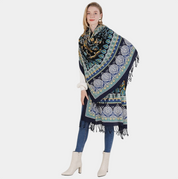 Anyyou 100% Pure Merino Wool Silver Grey Poncho Winter Large Scarf Pashmina Shawl Bandana Neck Wrap For Women