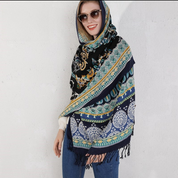 Anyyou 100% Pure Merino Wool Silver Grey Poncho Winter Large Scarf Pashmina Shawl Bandana Neck Wrap For Women