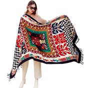 Anyyou 100% Merino Wool Black Beige Garden Neck Wrap Silk Satin Large Winter Scarf Pashmina Shawl Bandana Perfect For Women Ladies Fashion Style