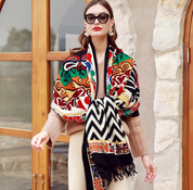 Anyyou 100% Merino Wool Black Beige Garden Neck Wrap Silk Satin Large Winter Scarf Pashmina Shawl Bandana Perfect For Women Ladies Fashion Style