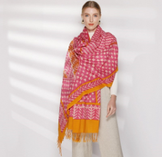 Anyyou 100% Pure Merino Wool Rose Pink Poncho Winter Large Scarf Pashmina Shawl Bandana Neck Wrap For Women