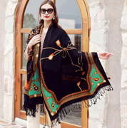 Anyyou 100% Merino Wool Brown Ancient Elegance Silk Satin Large Winter Scarf Pashmina Shawl Bandana Perfect For Women Ladies Fashion Style