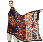 Anyyou 100% Pure Merino Wool Rose Red Poncho Winter Large Scarf Pashmina Shawl Bandana Neck Wrap For Women