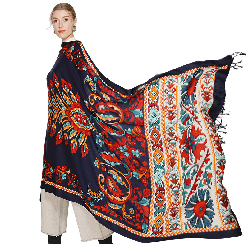 Anyyou 100% Pure Merino Wool Rose Red Poncho Winter Large Scarf Pashmina Shawl Bandana Neck Wrap For Women
