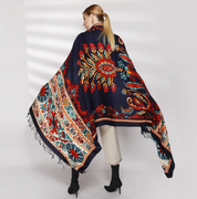 Anyyou 100% Pure Merino Wool Rose Red Poncho Winter Large Scarf Pashmina Shawl Bandana Neck Wrap For Women