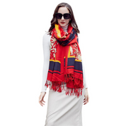Anyyou 100% Pure Merino Wool Apple Red Poncho Winter Large Scarf Pashmina Shawl Bandana Neck Wrap For Women