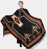 Anyyou 100% Merino Wool Black and Pattern Cross Neck Wrap Silk Satin Large Winter Scarf Pashmina Shawl Bandana Perfect for Women Ladies Fashion Style