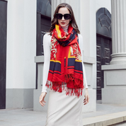 Anyyou 100% Pure Merino Wool Apple Red Poncho Winter Large Scarf Pashmina Shawl Bandana Neck Wrap For Women