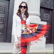 Anyyou 100% Pure Merino Wool Apple Red Poncho Winter Large Scarf Pashmina Shawl Bandana Neck Wrap For Women
