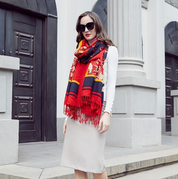Anyyou 100% Pure Merino Wool Apple Red Poncho Winter Large Scarf Pashmina Shawl Bandana Neck Wrap For Women