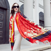 Anyyou 100% Pure Merino Wool Apple Red Poncho Winter Large Scarf Pashmina Shawl Bandana Neck Wrap For Women