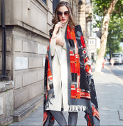 Anyyou 100% Pure Merino Wool Shadow Grey Poncho Winter Large Scarf Pashmina Shawl Bandana Neck Wrap For Women