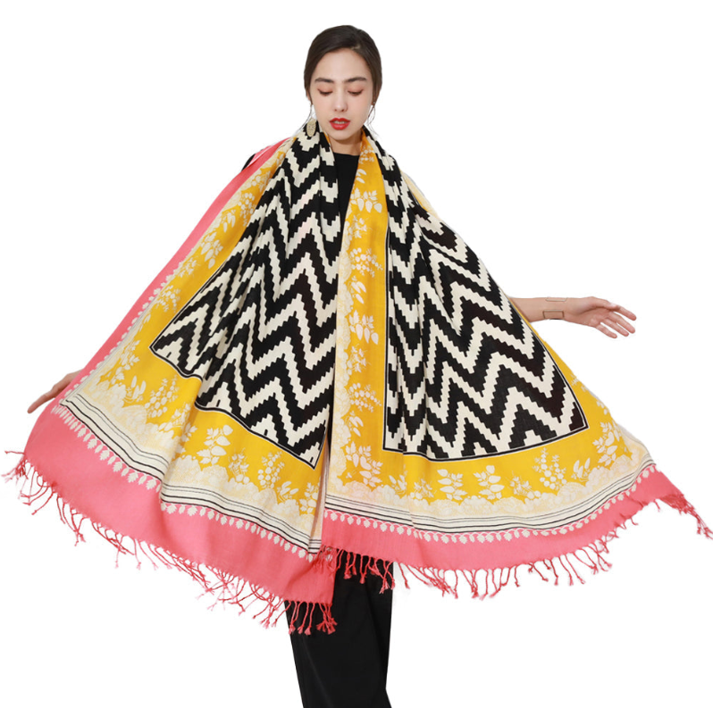 Anyyou 100% Merino Wool Pink Yellow Neck Wrap Silk Satin Large Winter Scarf Pashmina Shawl Bandana Perfect For Women Ladies Fashion Style