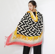 Anyyou 100% Merino Wool Pink Yellow Neck Wrap Silk Satin Large Winter Scarf Pashmina Shawl Bandana Perfect For Women Ladies Fashion Style