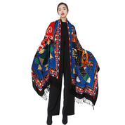 Anyyou 100% Merino Wool Blue Multi-Color Patterns Silk Satin Large Winter Scarf Pashmina Shawl Bandana Perfect For Women Ladies Fashion Style