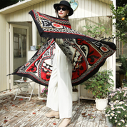 Anyyou 100% Pure Merino Wool Black Poncho Winter Large Scarf Pashmina Shawl Bandana Neck Wrap For Women