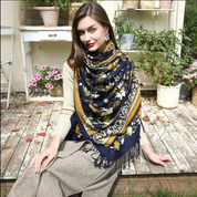 Anyyou 100% Pure Merino Wool Ebony Black Poncho Winter Large Scarf Pashmina Shawl Bandana Neck Wrap For Women