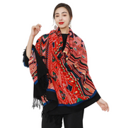 Anyyou 100% Merino Wool Red Neck Wrap Silk Satin Large Winter Scarf Pashmina Shawl Bandana Perfect For Women Ladies Fashion Style