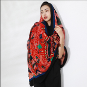 Anyyou 100% Merino Wool Red Neck Wrap Silk Satin Large Winter Scarf Pashmina Shawl Bandana Perfect For Women Ladies Fashion Style