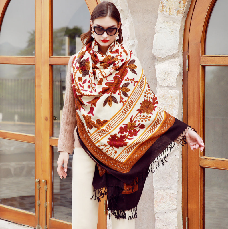 Title Anyyou 100% Merino Wool Coffee Neck Wrap Silk Satin Large Winter Scarf Pashmina Shawl Bandana Perfect For Women Ladies Fashion Style