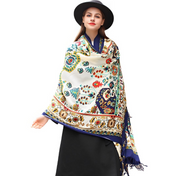 Anyyou 100% Pure Merino Wool Orange Paisley Taffeta Stylish Poncho Winter Large Scarf With Trendy Pashmina Shawl Bandana  For Womenfashion Design