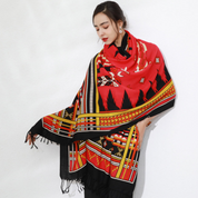 Anyyou 100% Merino Wool Red Native West  Silk Satin Large Winter Scarf Pashmina Shawl Bandana Perfect For Women Ladies Fashion Style