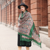 Anyyou 100% Merino Wool Patterns And Greens  Silk Satin Large Winter Scarf Pashmina Shawl Bandana Perfect For Women Ladies Fashion Style