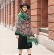 Anyyou 100% Merino Wool Patterns And Greens  Silk Satin Large Winter Scarf Pashmina Shawl Bandana Perfect For Women Ladies Fashion Style