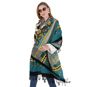 Anyyou 100% Merino Wool Pattern Chill Blues  Silk Satin Large Winter Scarf Pashmina Shawl Bandana Perfect For Women Ladies Fashion Style
