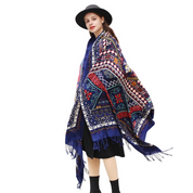 Anyyou 100% Merino Wool Blue Opus Zentangle  Silk Satin Large Winter Scarf Pashmina Shawl Bandana Perfect For Women Ladies Fashion Style