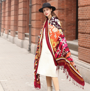Anyyou 100% Merino Wool Burgundy  Silk Satin Large Winter Scarf Pashmina Shawl Bandana Perfect For Women Ladies Fashion Style