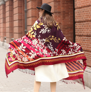 Anyyou 100% Merino Wool Burgundy  Silk Satin Large Winter Scarf Pashmina Shawl Bandana Perfect For Women Ladies Fashion Style