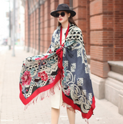 Anyyou 100% Pure Merino Wool Multicolor Rose Zentangle Stylish Poncho Winter Large Scarf With Trendy Pashmina Shawl Bandana  For Womenfashion Design