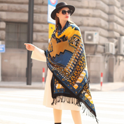 Anyyou 100% Merino Wool Khaki  Silk Satin Large Winter Scarf Pashmina Shawl Bandana Perfect For Women Ladies Fashion Style