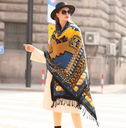 Anyyou 100% Merino Wool Khaki  Silk Satin Large Winter Scarf Pashmina Shawl Bandana Perfect For Women Ladies Fashion Style