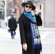 Anyyou 100% Merino Wool Sky Blue  Silk Satin Large Winter Scarf Pashmina Shawl Bandana Perfect For Women Ladies Fashion Style