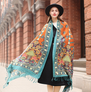Anyyou 100% Merino Wool Simple Blue Colored Patterns Neck Silk Satin Large Winter Scarf Pashmina Shawl Bandana Perfect For Women Ladies Fashion Style