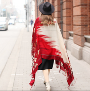 Anyyou 100% Merino Wool Garnet  Silk Satin Large Winter Scarf Pashmina Shawl Bandana Perfect For Women Ladies Fashion Style