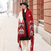 Anyyou 100% Merino Wool Garnet  Silk Satin Large Winter Scarf Pashmina Shawl Bandana Perfect For Women Ladies Fashion Style