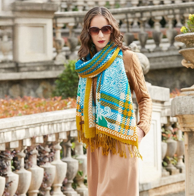 Anyyou 100% Merino Wool Arctic  Silk Satin Large Winter Scarf Pashmina Shawl Bandana Perfect For Women Ladies Fashion Style